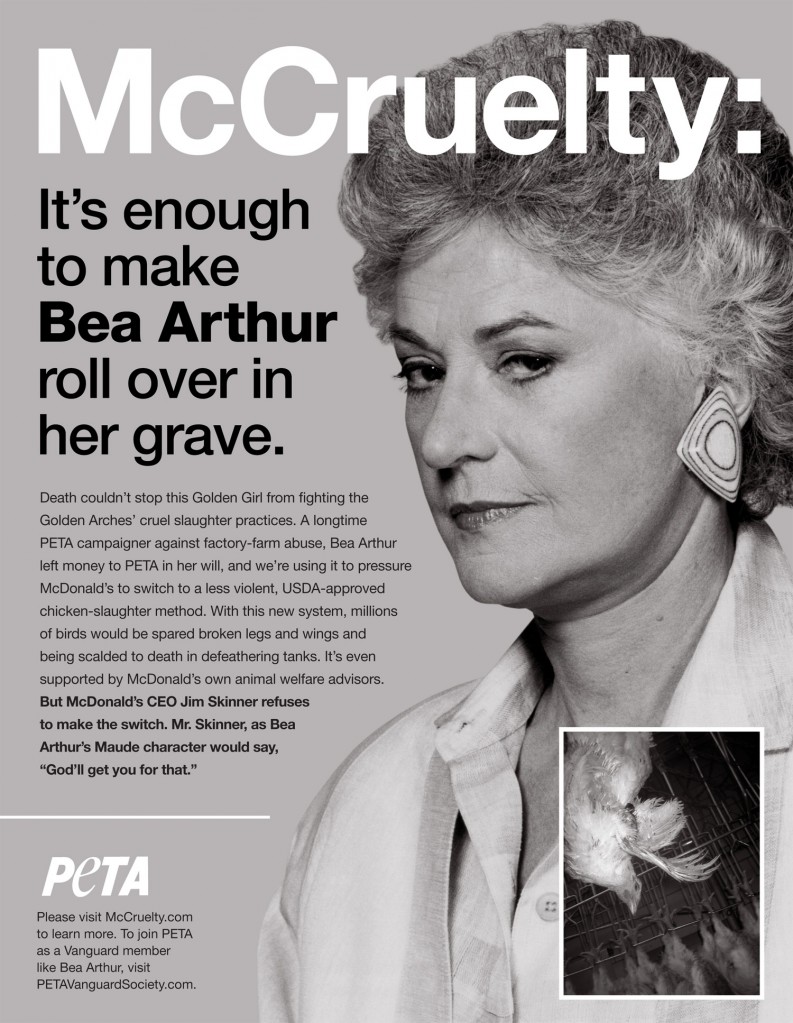 Bea Arthur "McCruelty" PETA Ad