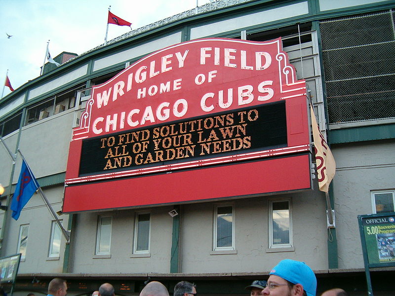 Welcome sign at Wrigley